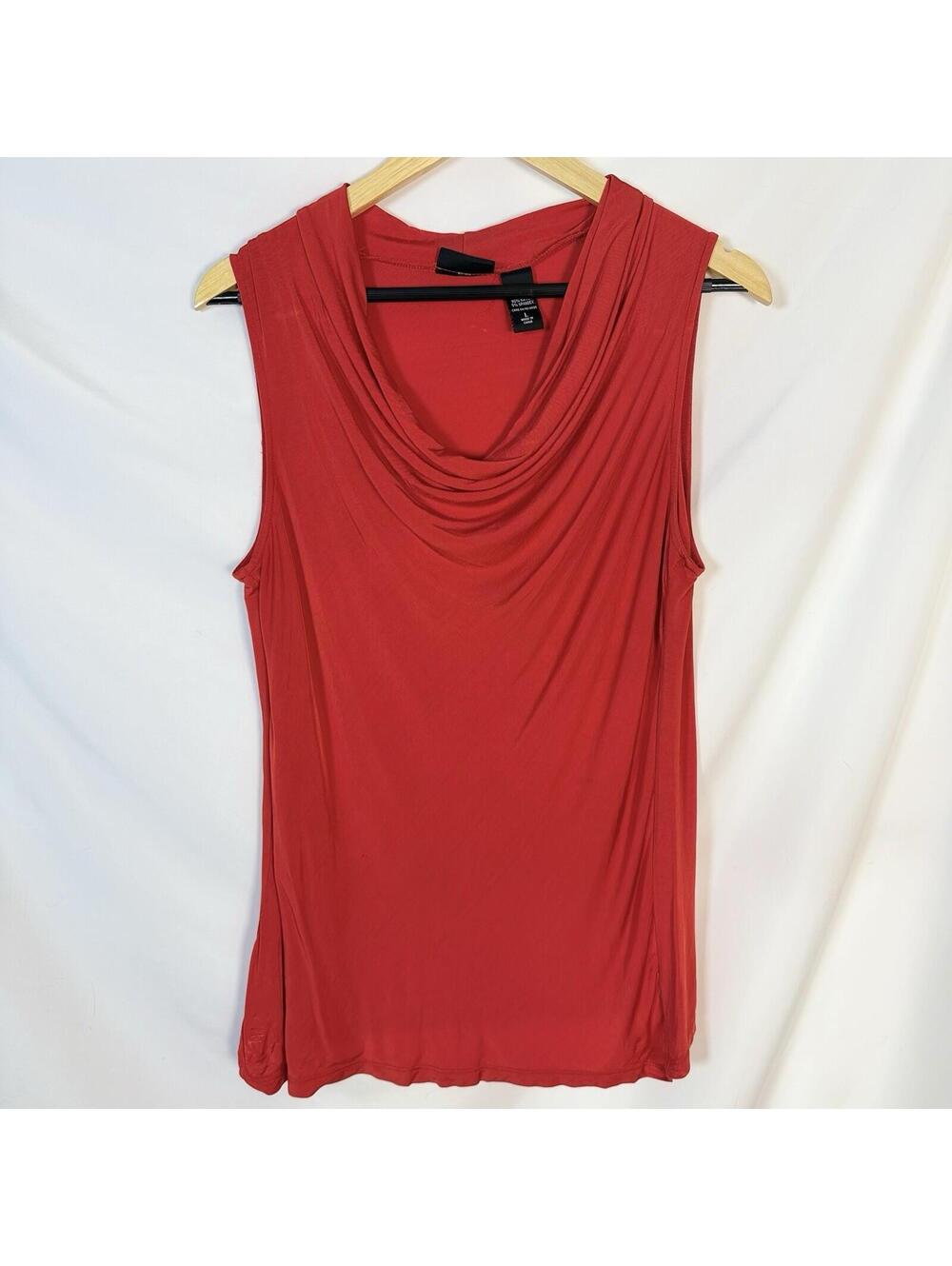 New York & Co Womens Top Shirt Blouse Size Large Red Sleeveless Flowy Occasions